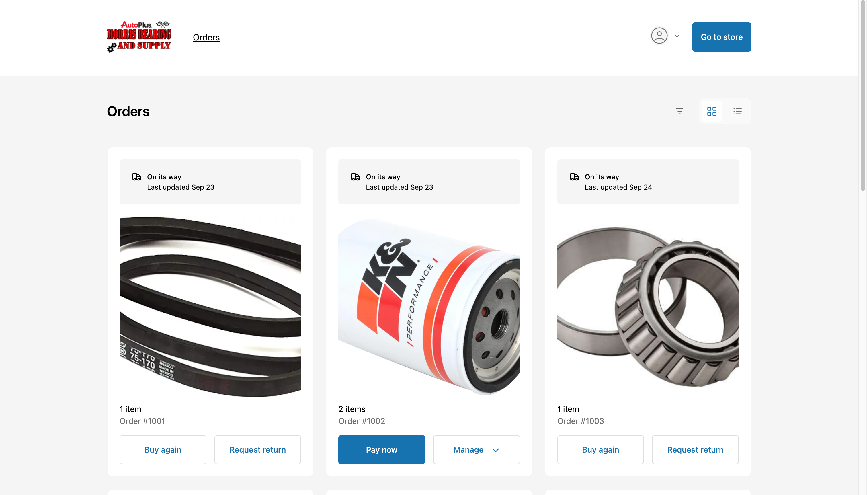 Our plans for the online store! Morris Bearing And Supply